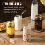 NETANY Drinking Glasses with Glass Straw 4pcs Set - 16oz Can Shaped Glass Cups, Beer Glasses, Iced Coffee Glasses, Cute Tumbler Cup, Ideal for Whiskey, Soda, Tea, Water, Gift - 2 Cleaning Brushes - Image 2